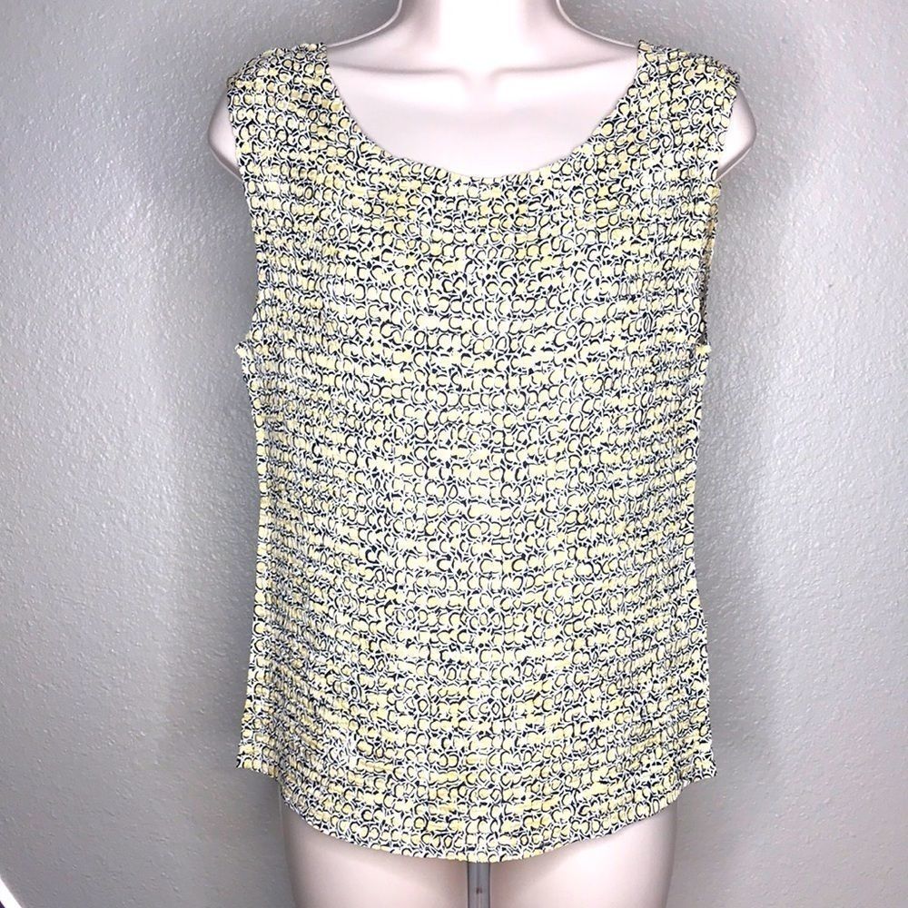 Casual Corner Silky Blouse Top Office Yellow